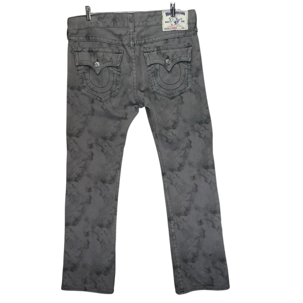 True Religion Men’s Slim Straight Jeans in Washed Gray
